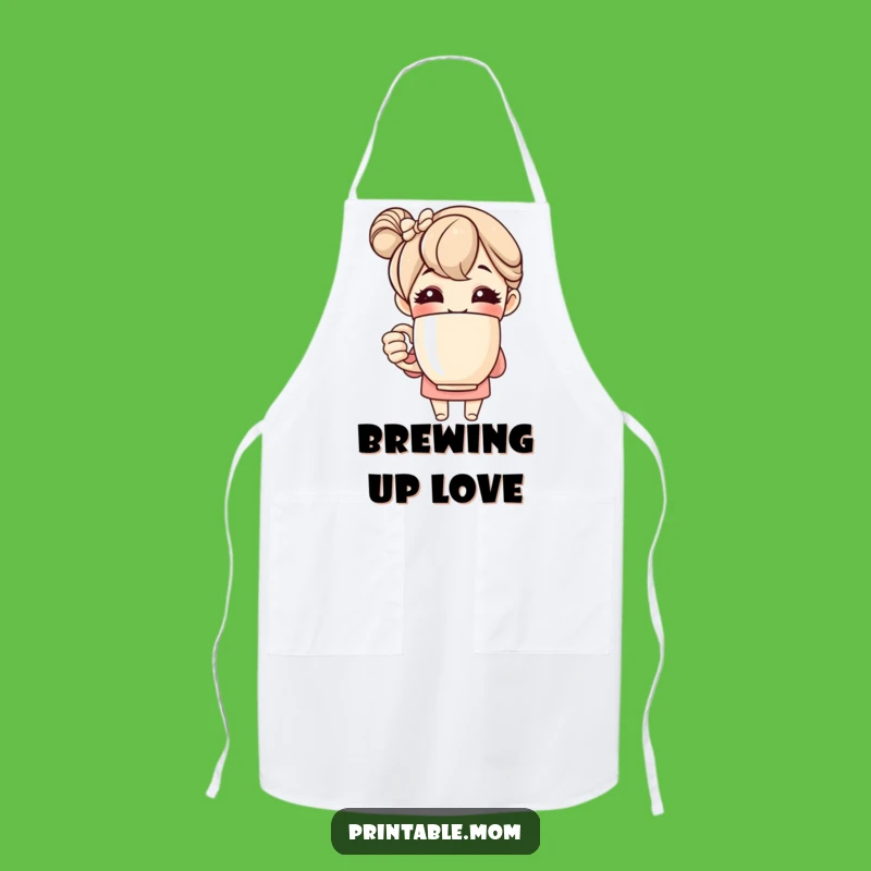 Funny Mom Apron: Cheerful Chef Mom with Giant Mug, Great Funny Gift!