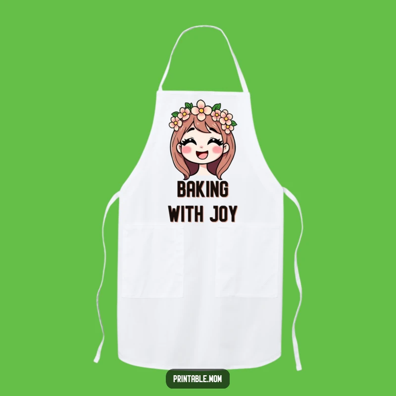 Funny Mom Giggling Flower Crown Apron: Cook with Bloom and Happy Giggles
