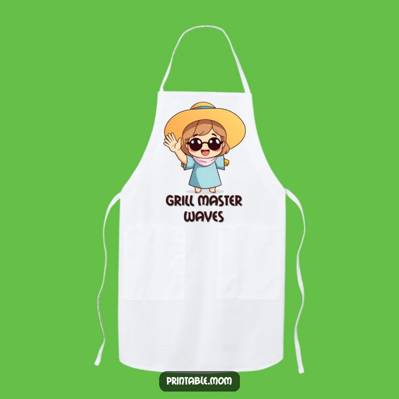 Funny Mom Sun Hat Waving Apron: Cook with Sunny Enthusiasm and Flair