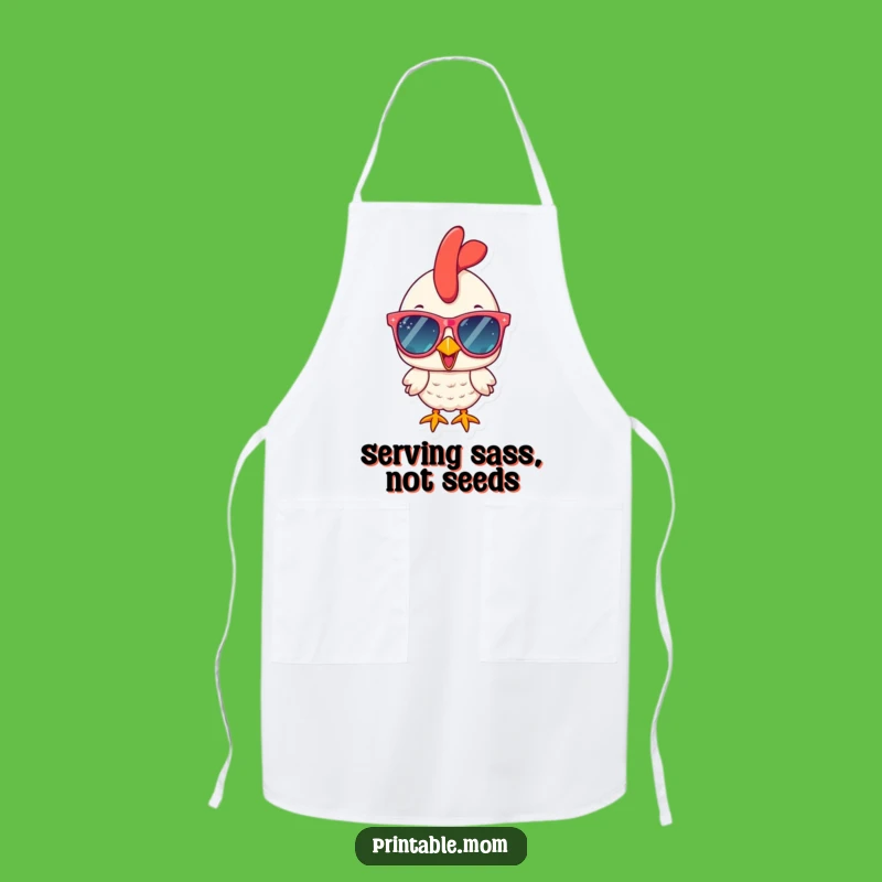 Funny Chicken Apron: Cook in Style with Sparkly Sunglasses Fun