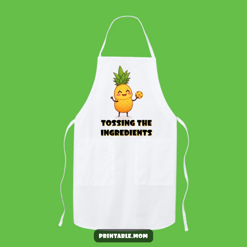 Funny Giggling Pineapple Juggling Apron - Hilarious Tropical Kitchen Accessory