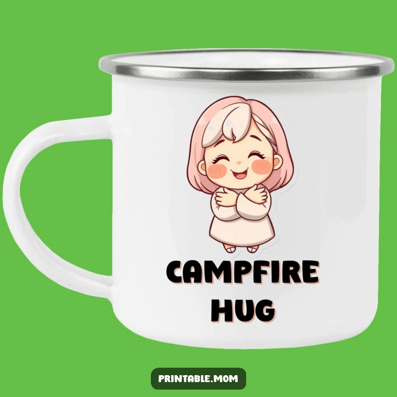 Funny Mom Camping Mug - Beaming Smile Hugging Mom Outdoor Gift