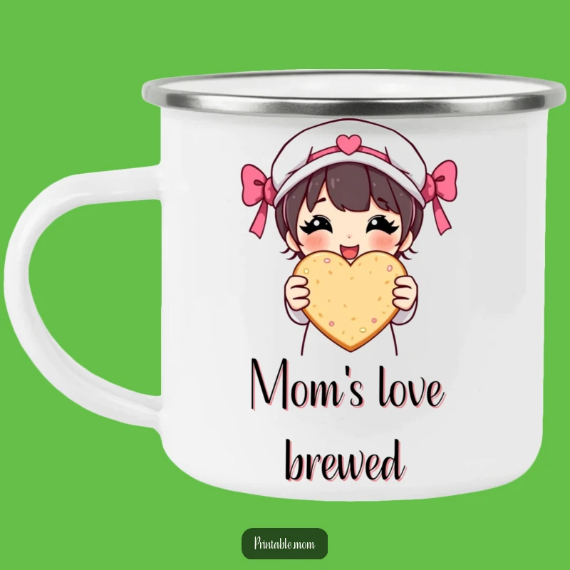 Funny Mom Camping Mug - Proud Baker Character, Heart Cookie Adventure Cup, Gift