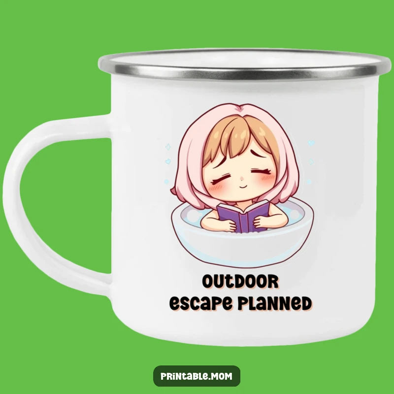 Funny 'Mom's Timeout' Camping Mug: Bath & Book Bliss, Outdoor Gift!