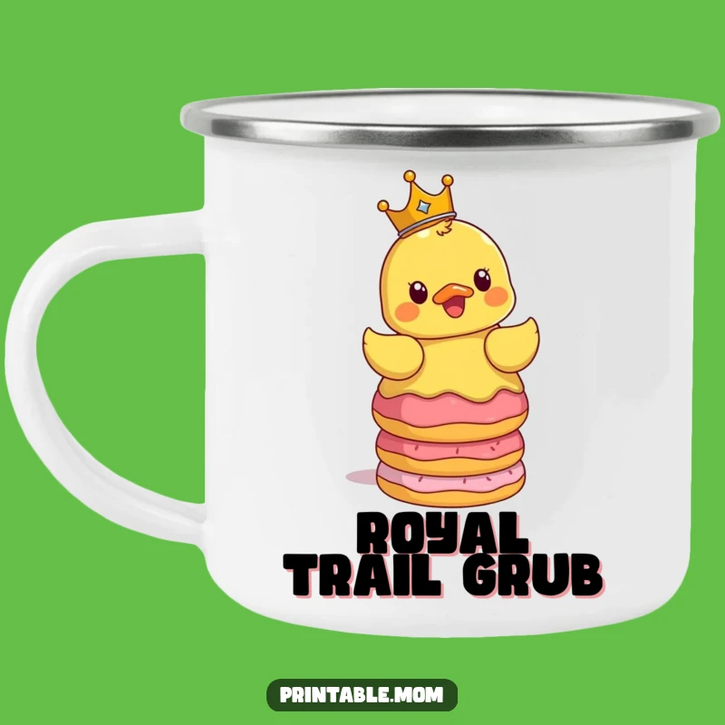 Funny Surprised Duck Crown Donuts Camping Mug - Adventure Fuelled by Laughter!