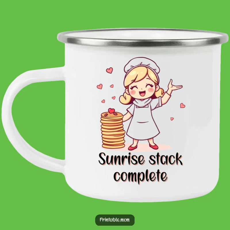 Funny Adventure Mom Camping Mug: Juggling Pancakes Outdoors, Gift!