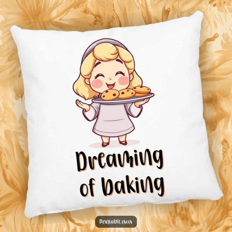 Funny Mom Pillow: Soft pillow featuring a proud mom offering freshly baked cookies, a cozy and funny gift.