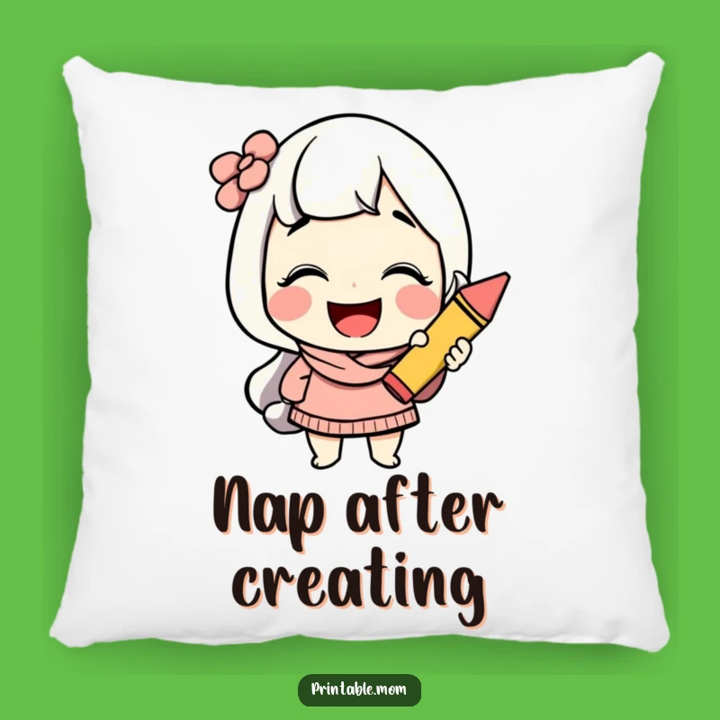 Funny Creative Mom Pillow: Soft Giggling Crayon Cushion