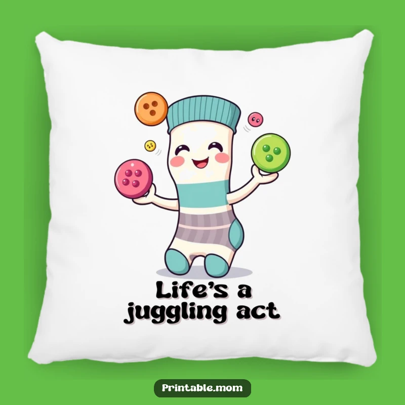 Funny Juggling Sock Buttons Pillow - Cozy Comfort with Playful Charm