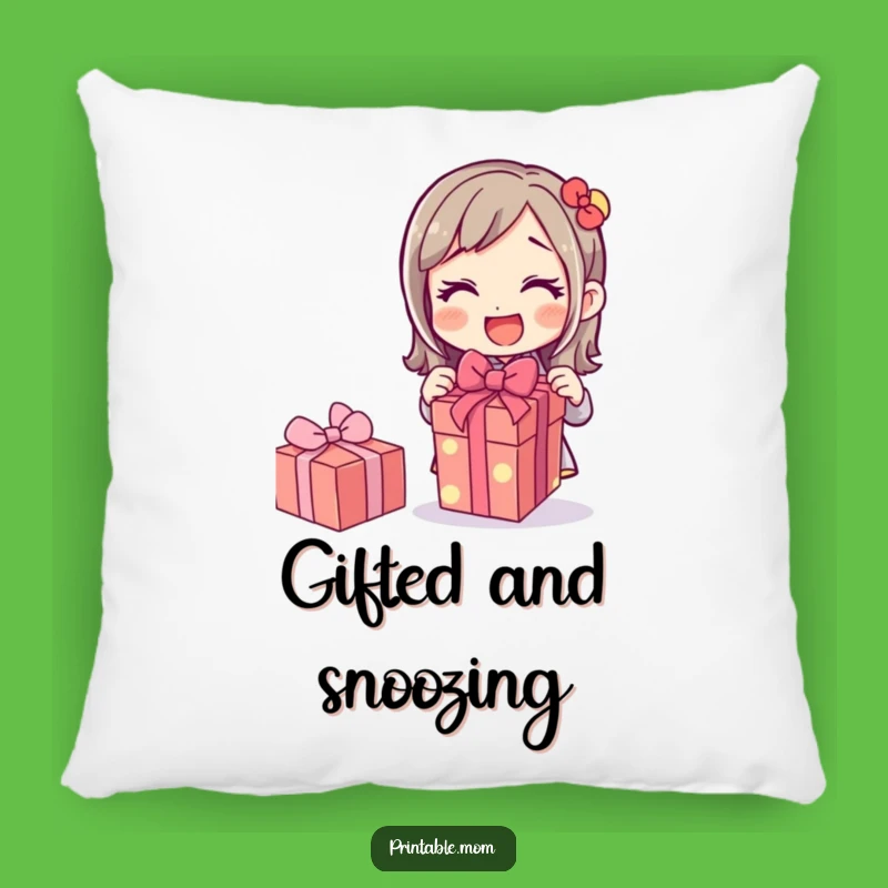 Funny Mom Pillow: Gift Unwrapping Comfort, Perfect Cozy Surprise Accent