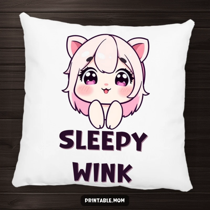 Funny pillow featuring a mom character winking playfully, offering cozy comfort with a sassy touch, a charming and humorous accent.