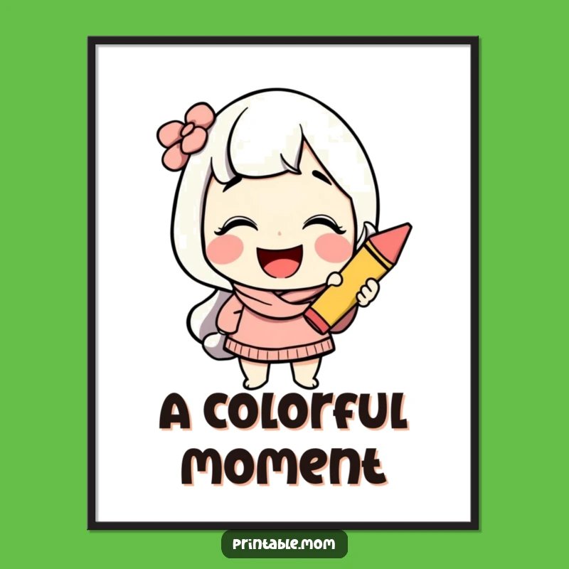 Funny Creative Mom Digital Art: Giggling Crayon Printable Decor
