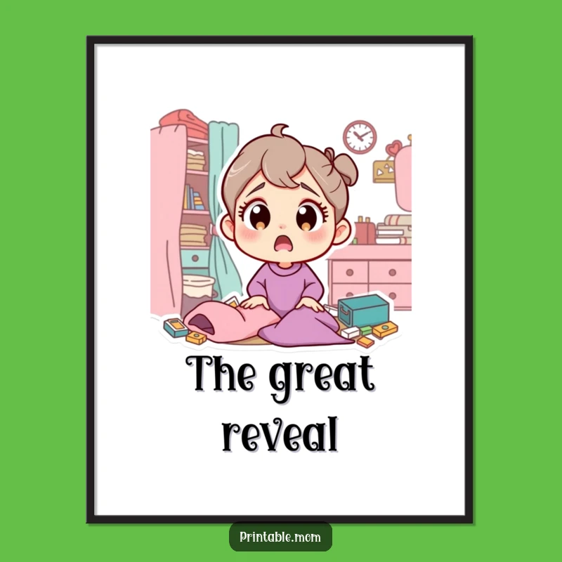 Funny Mom Digital Art: Surprised Mom's Messy Discovery, Instant Funny Gift!