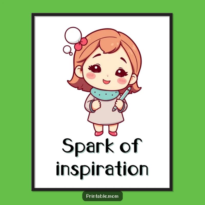 Funny Mom's Sparkling Genius Digital Art: Witty Mom with Pen, Instant Funny Gift Download