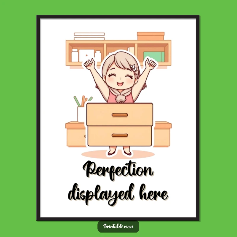 Funny Mom's Tidy Triumph Digital Art - Instant Organizational Cheer!