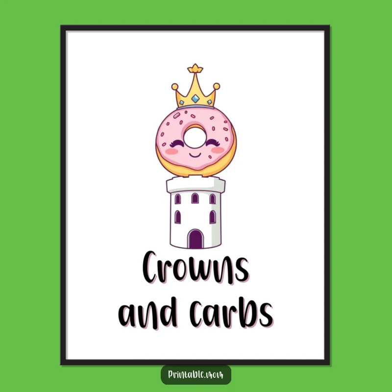 Funny Royal Donut Crown Digital Art: Instant Sweet Majesty for Your Walls!