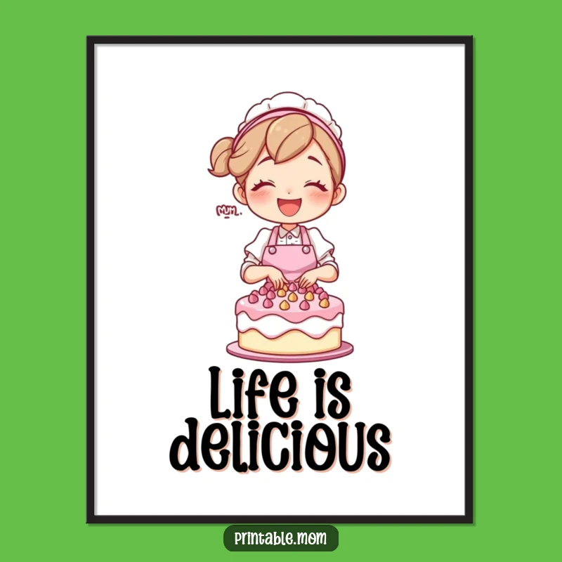 Funny Baking Mom Digital Art: Joyful Baker, Instant Funny Decor