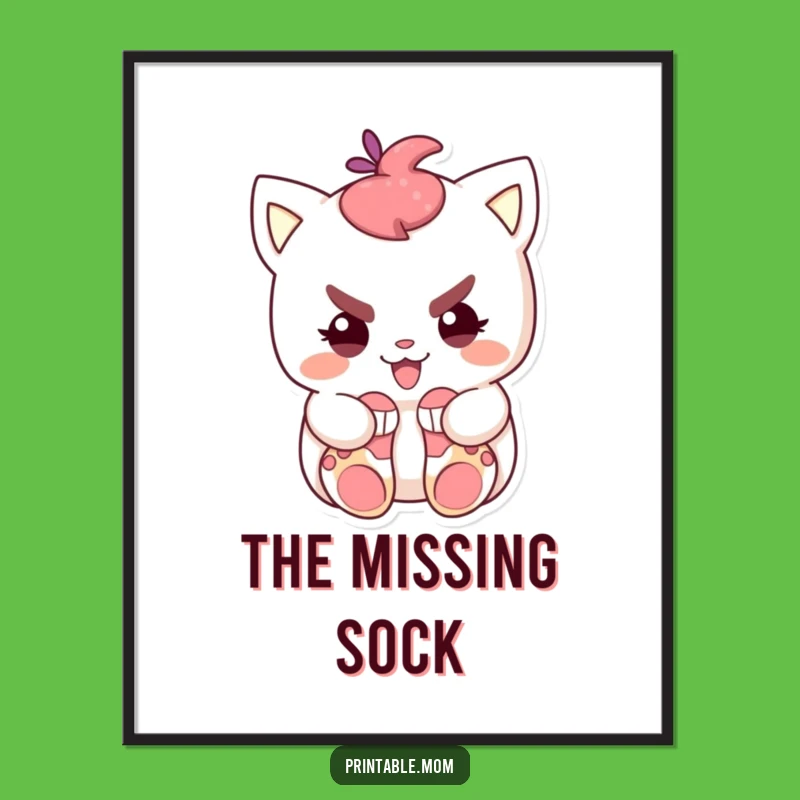 Funny Sock Thief Digital Art: Mischievous Hiding Instant Download Funny Gift