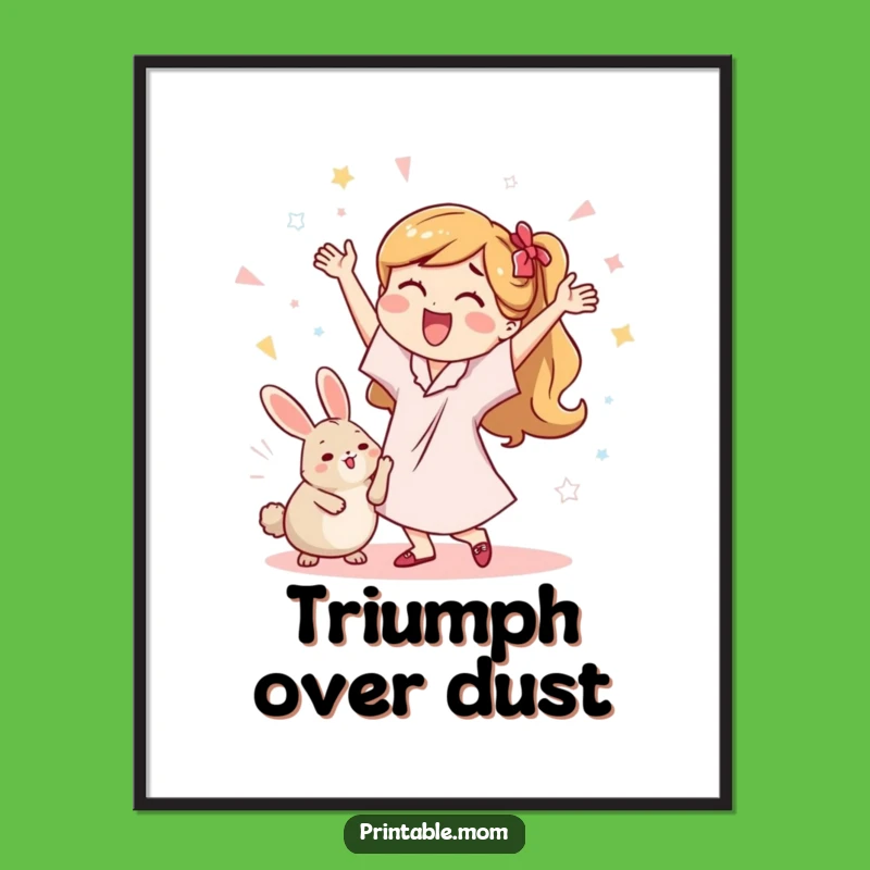 Funny Mom's Dust Bunny Dance Digital Art - Whimsical Decor!