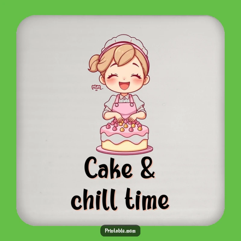 Funny Baking Mom Drink Coaster: Joyful Kitchen Decor, Protects Surfaces