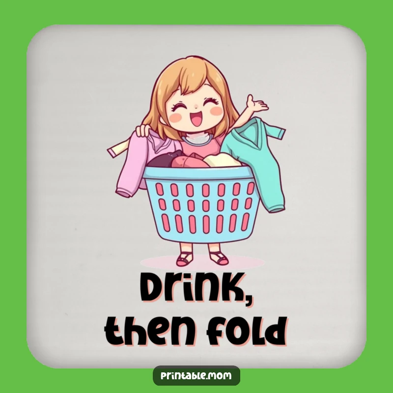 Funny Laundry Mom Coaster Set - Protect Surfaces with Chore Humor, Perfect Gift