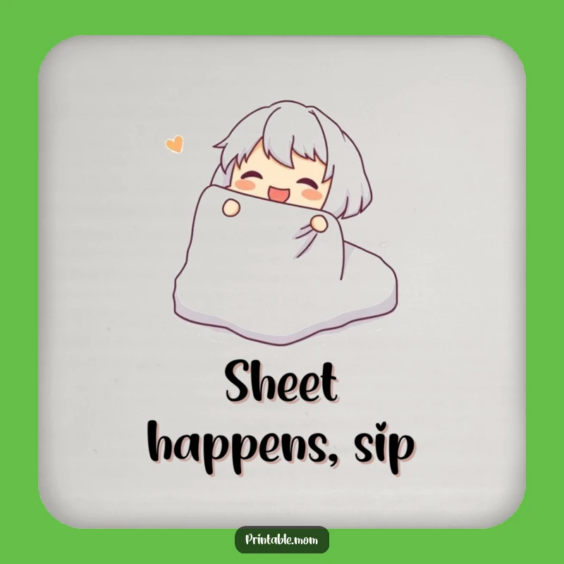 Funny Drink Coaster: Fitted Sheet Struggle, Hilarious Table Protection Gift