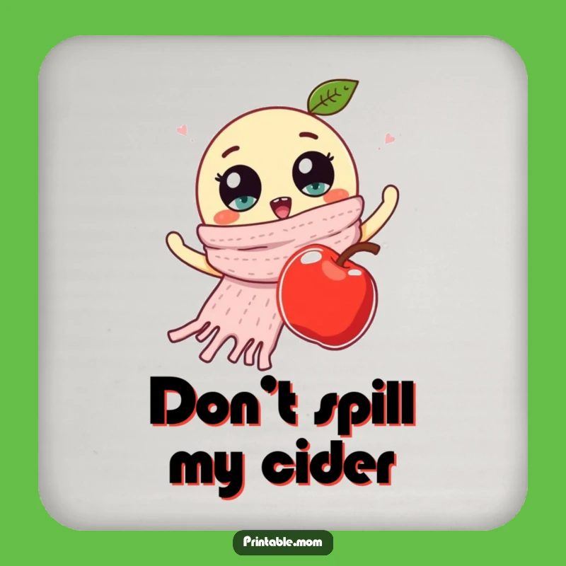 Funny Googly Eyes Scarf Apple Coaster - Protect Surfaces with Quirky Charm!