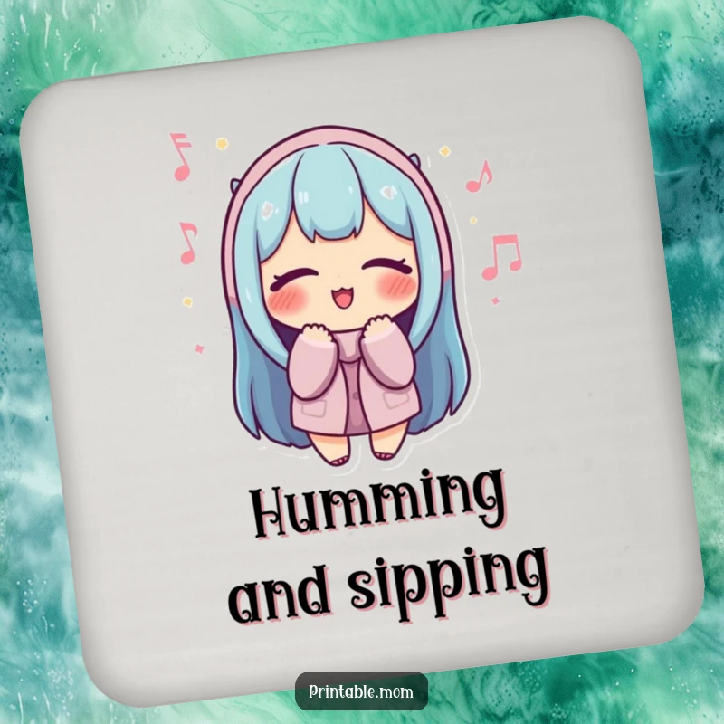 Funny Mom Coaster: A charming design of a mom humming with eyes closed, protecting your surfaces.