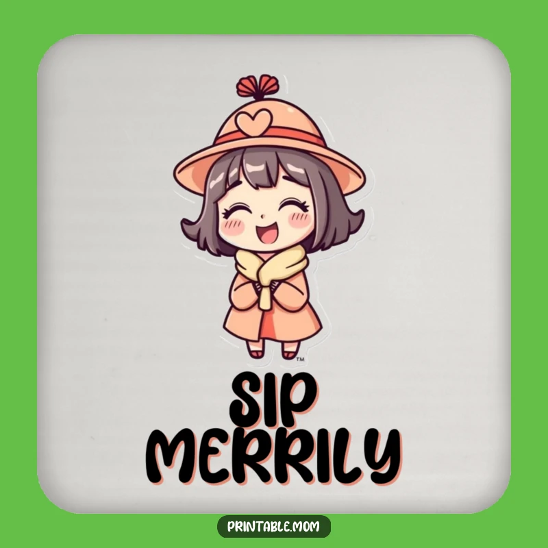 Funny Mom Hat Coaster - Delighted Character Quirky Mom Table Protection Gift