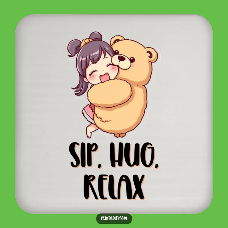 Funny Mom Hug Coaster - Enthusiastic Plush Lover Mom Table Protection Gift