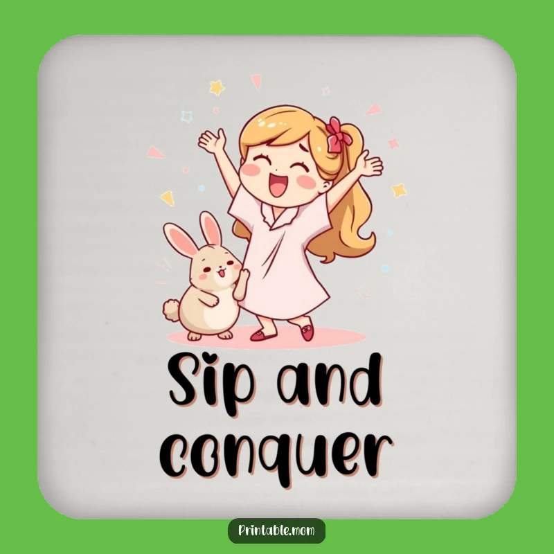 Funny Mom's Dust Bunny Dance Coaster - Protect Surfaces Joyfully!