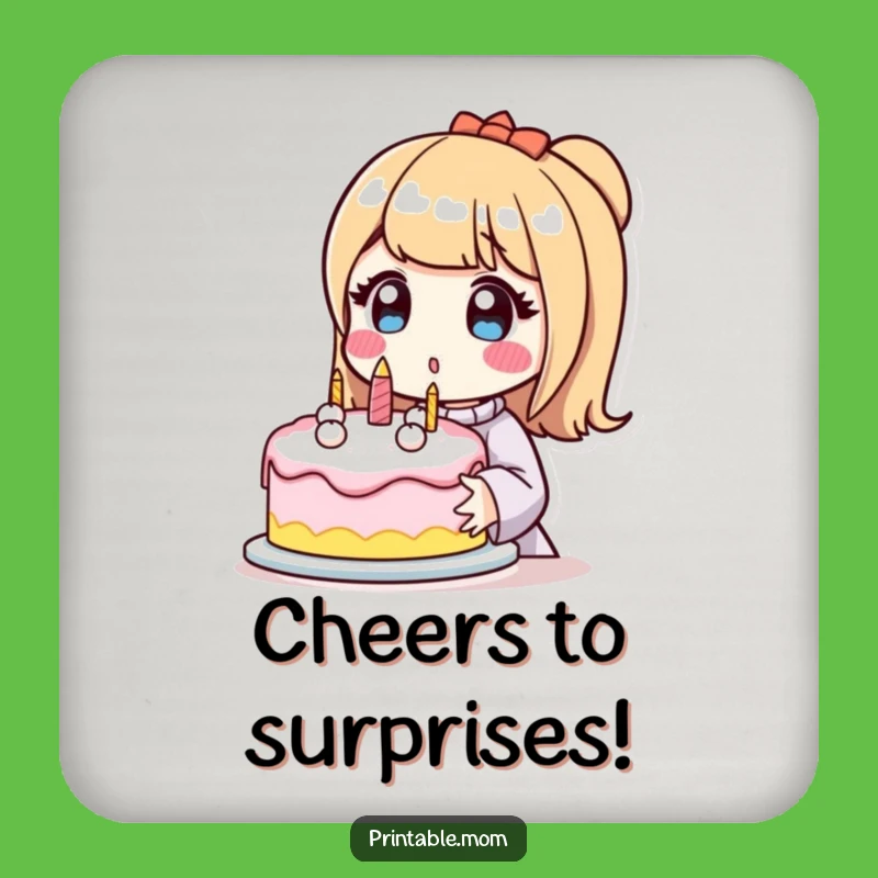 Funny Surprised Mom Coasters: Protect Surfaces with Cake Joy!