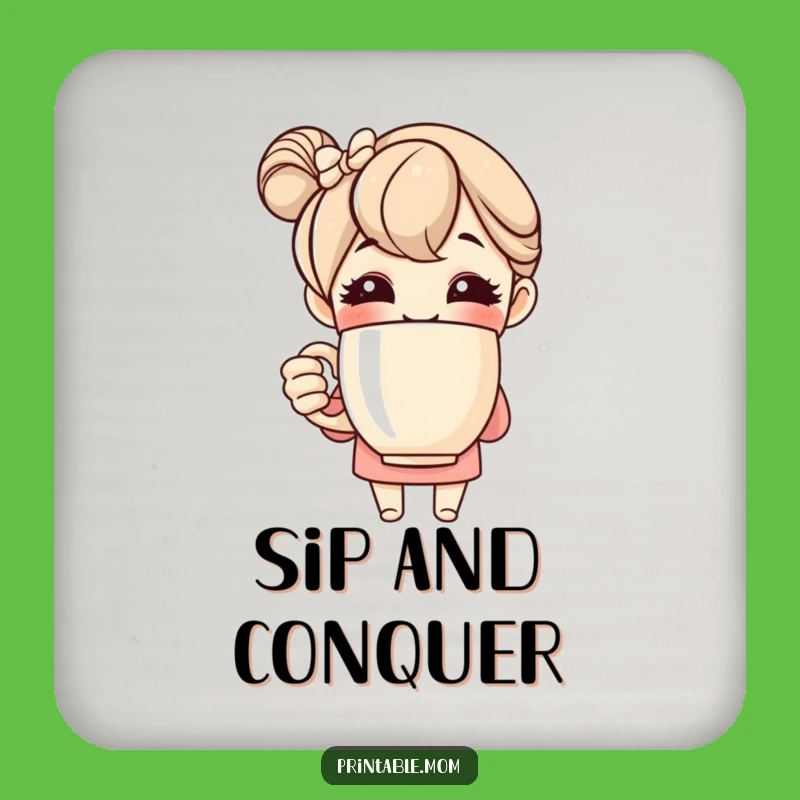 Funny Mom Coaster: Cheerful Mom's Coffee Saver, Cute Funny Gift!