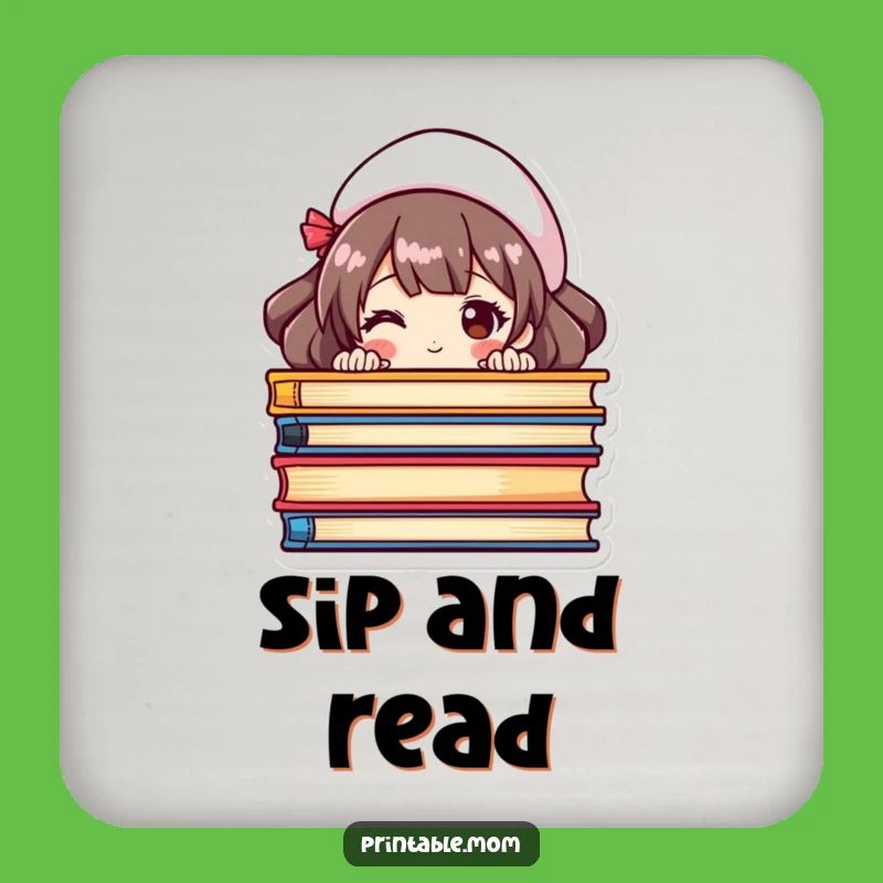 Funny Bookworm Mom Coaster Set - Protect Surfaces with Literary Humor, Perfect Gift