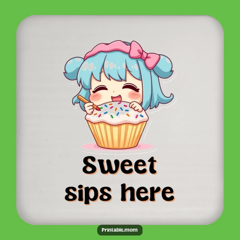 Funny Drink Coaster: Giggling Cupcake Decorator, Sweet Table Protection Gift