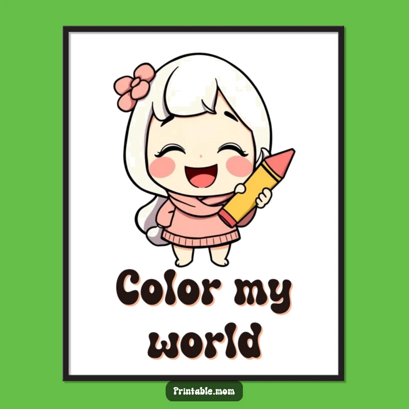 Funny Creative Mom Art Print: Giggling Crayon Holder Decor Poster