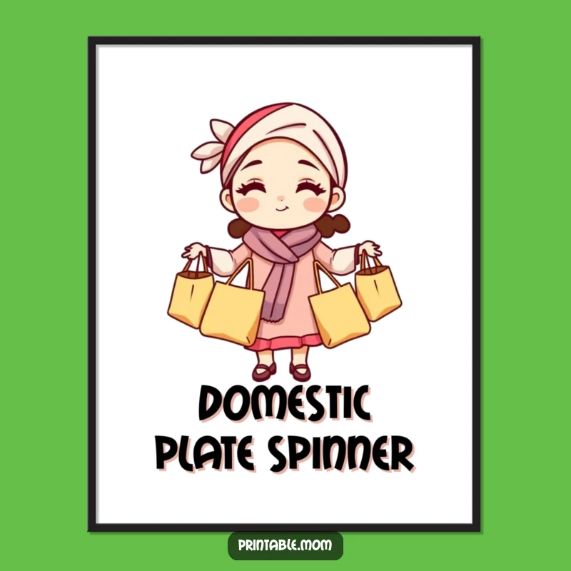 Funny Mom Poster: Grocery Juggling Act, Hilarious Wall Art for a Lively Home