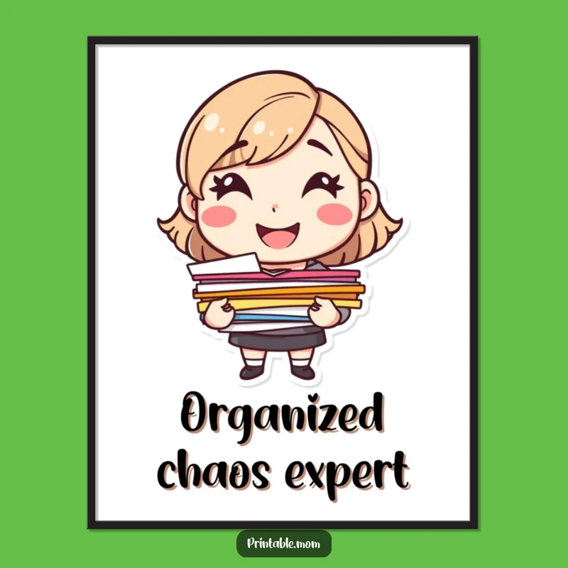 Funny Mom Papers Poster: Cheerful Character Art, Hilarious Mom Decor