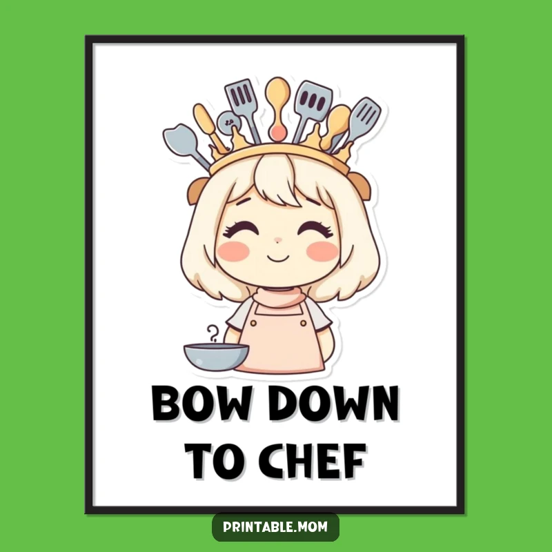 Funny Mom's Kitchen Queen Crown Poster - Hilarious Wall Art Gift!