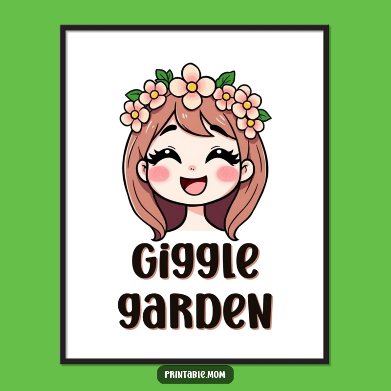 Funny Mom Giggling Flower Crown Poster: Decorate with Joyful Motherhood Charm