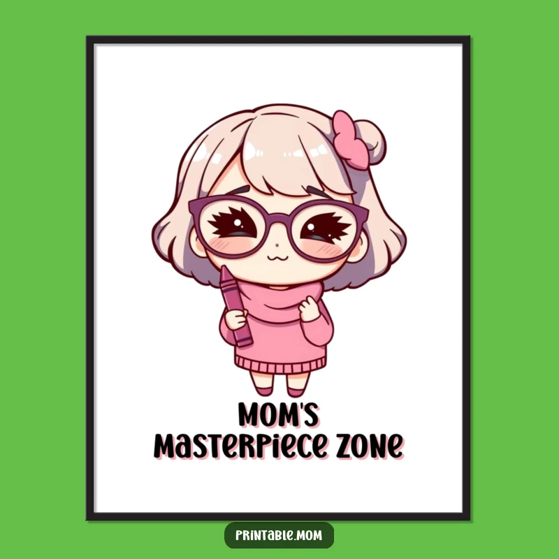 Funny Mom Crayon Poster: Winking Art Decor for Creative Spaces