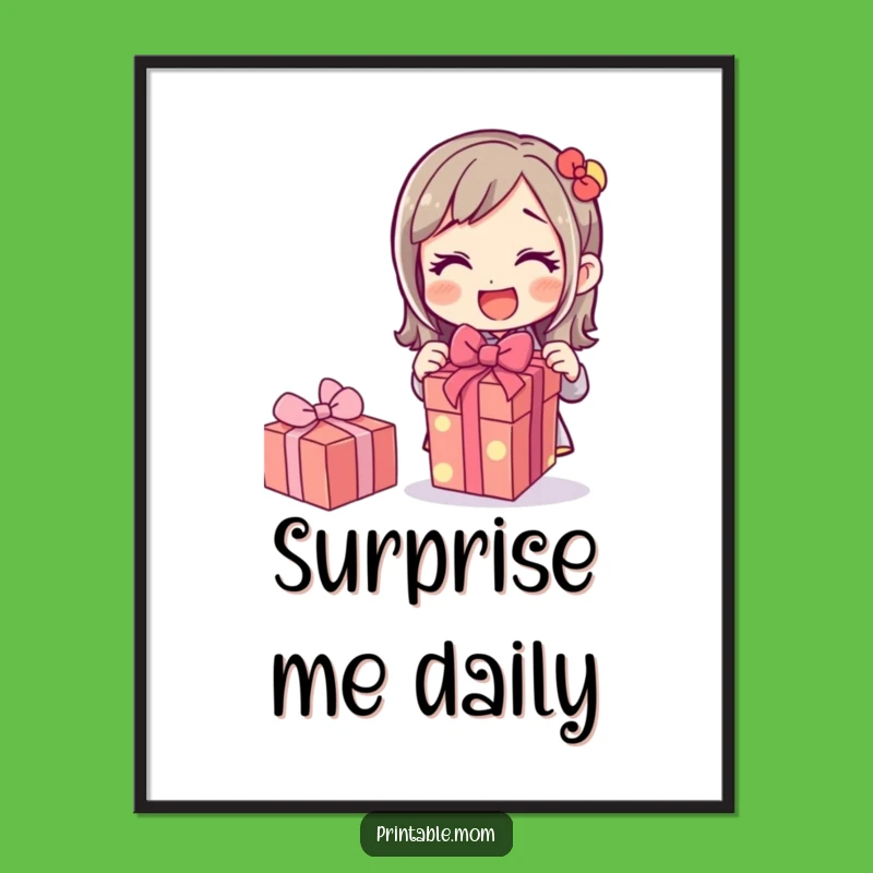 Funny Mom Poster: Gift Unwrapping Excitement, Perfect Wall Art Decor