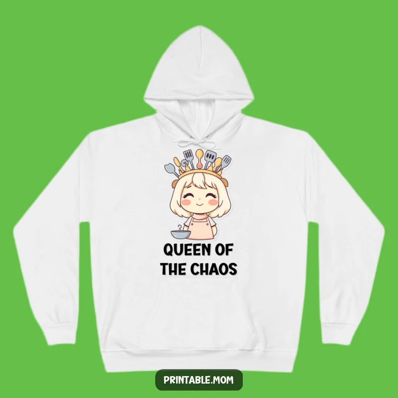 Funny Mom's Cozy Kitchen Queen Crown Hoodie - Warm & Hilarious Gift!