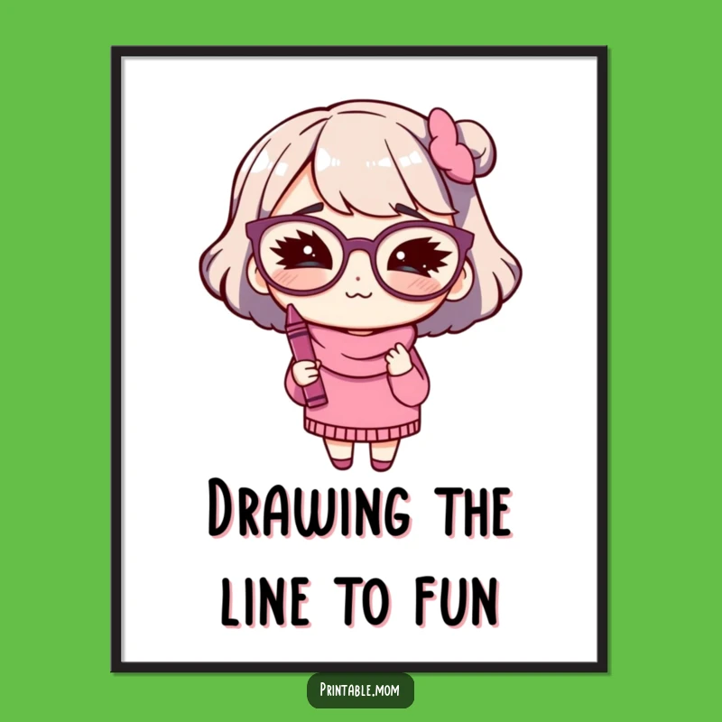 Funny Free Printable Wall Art: Winking Mom Crayon Downloadable Artistic Decor