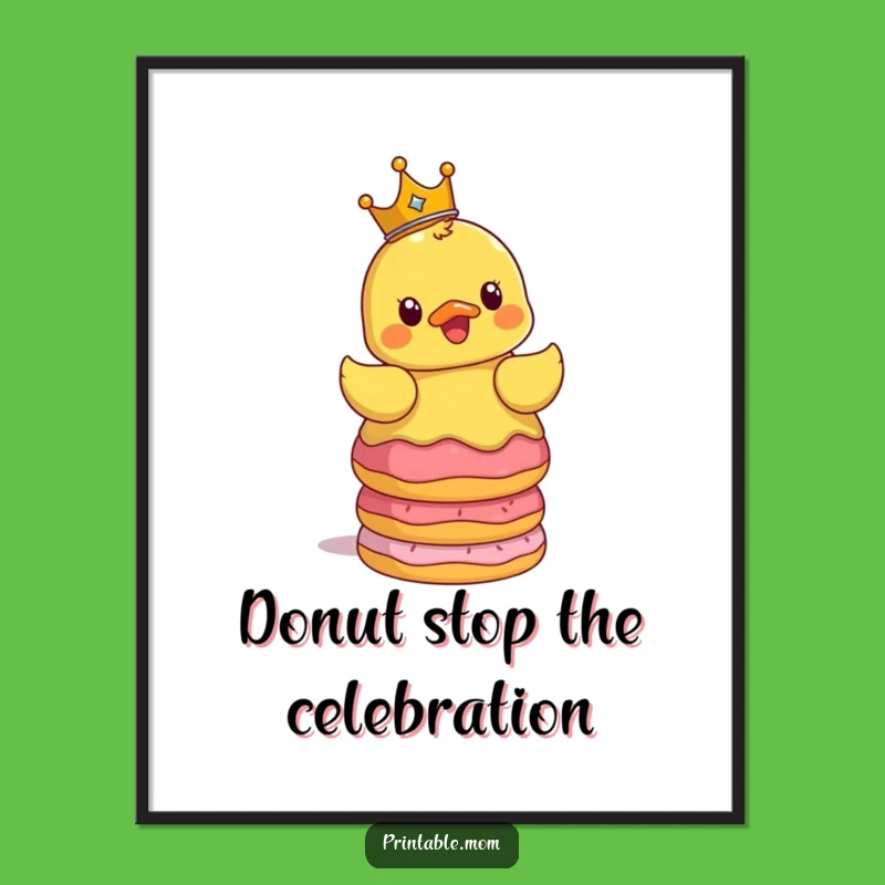 Free Printable Wall Art: Funny Ducky Donuts Surprise Humorous Downloadable Decor