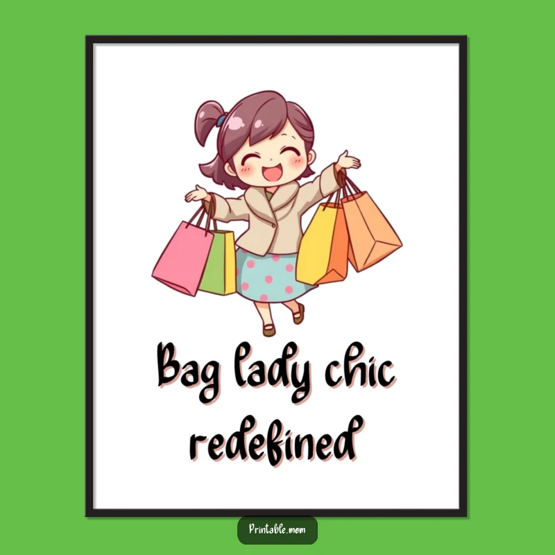Free Printable Wall Art: Happy Mom Shopping Bags Humorous Downloadable Decor