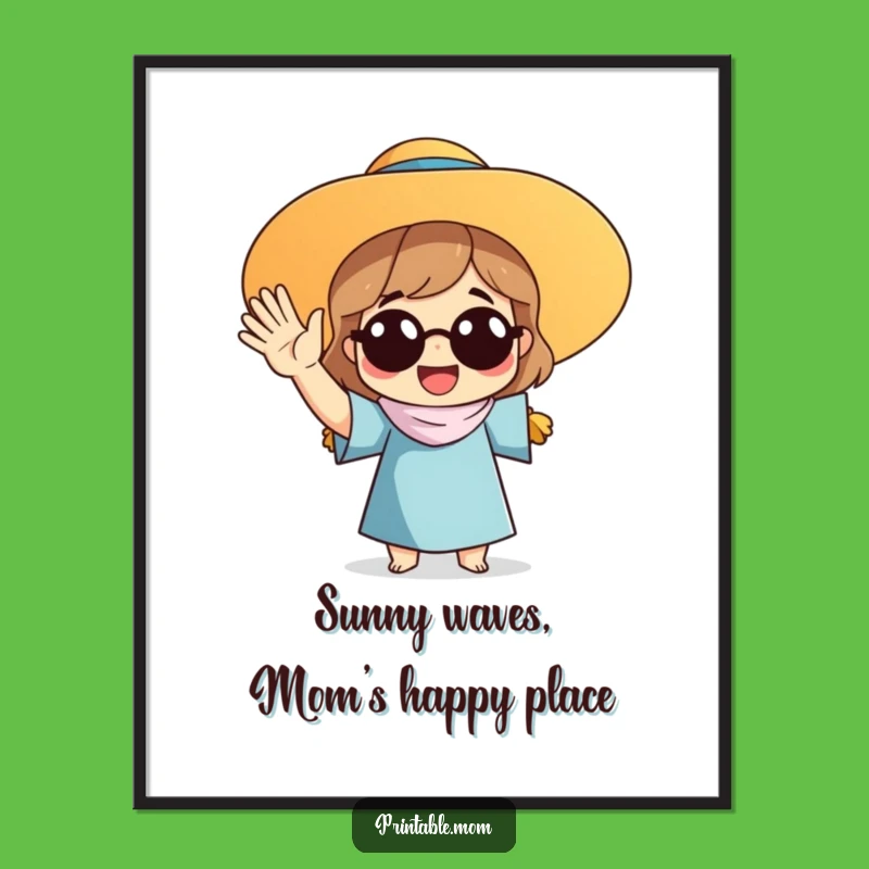 Free Printable Waving Mom Art - Sun Hat Downloadable Fun Decor for Mom's Space