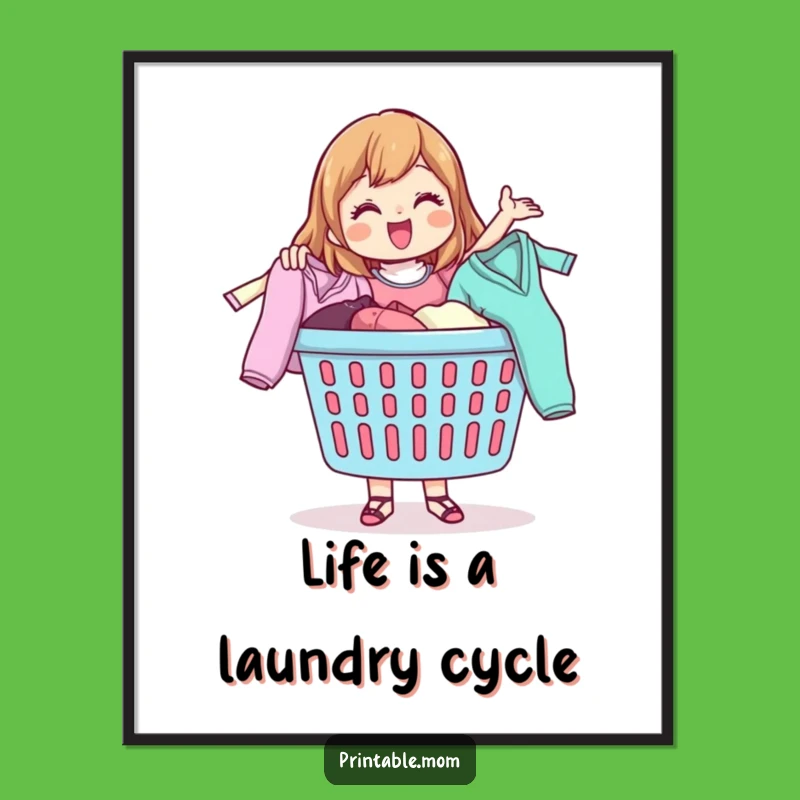 Free Printable Laundry Mom Wall Art: Tossing Clothes Fun Downloadable Decor
