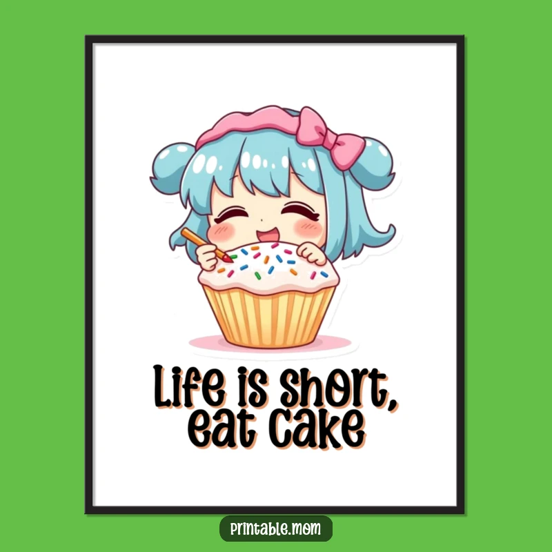 Funny Free Printable Wall Art: Giggling Cupcake Creator, Whimsical Downloadable Decor
