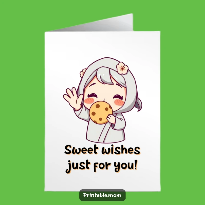 Free Printable Birthday Card Mom: Cheerful Cookie Offering